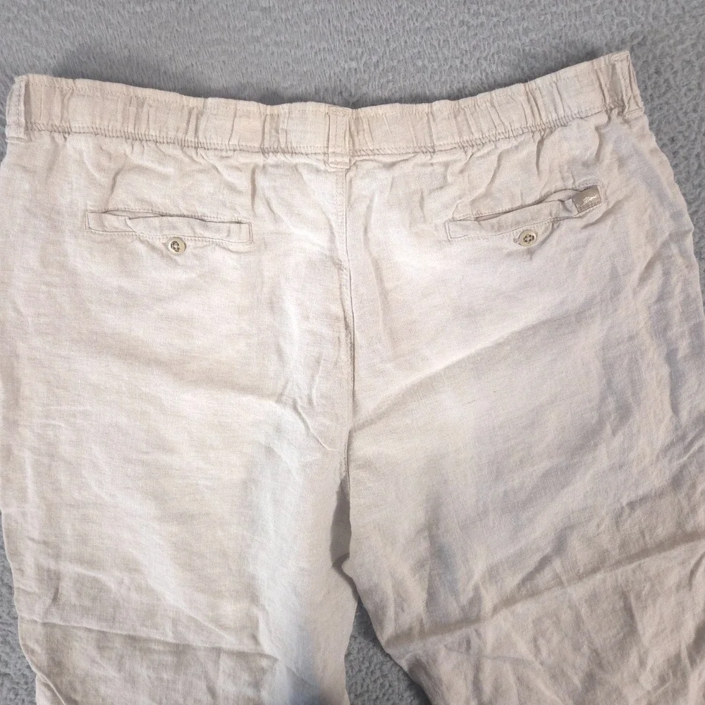 Tommy Bahama Pants Mens Large Beige Relax 100% Linen Drawstring Slacks Trousers